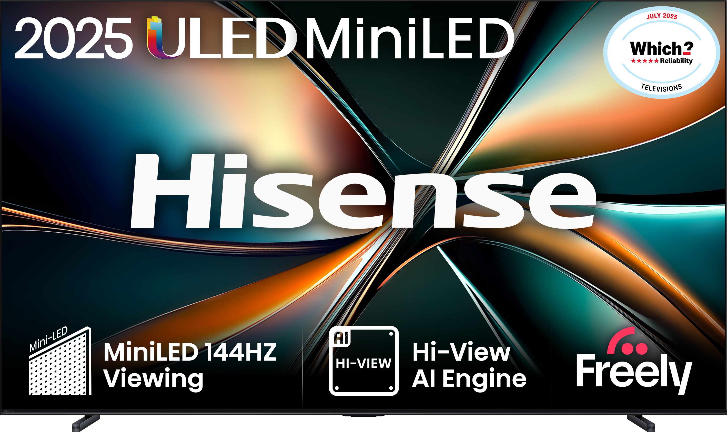 Hisense 85-inch U7QTUK MiniLED 4K Ultra HD TV - Black